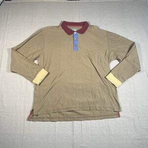 Vintage The Territory Ahead Long Sleeve Henley Mens Large Tan